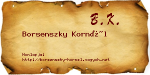 Borsenszky Kornél névjegykártya